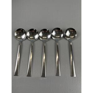 Varick Pomme Stainless Flatware Set of 5 Round Soup Spoons Replacements